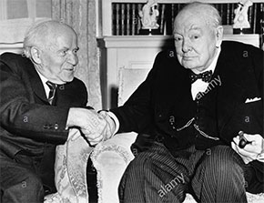 Prime Minister David Ben Gurion being received by former British Prime Minister Winston Churchill in London on June 3, 1961.