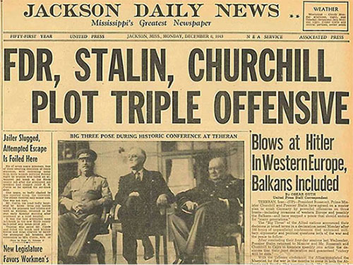 FDR,Stalin,Churchill newspaper front page
