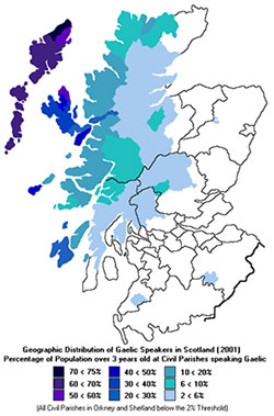 Gaelic distribution map